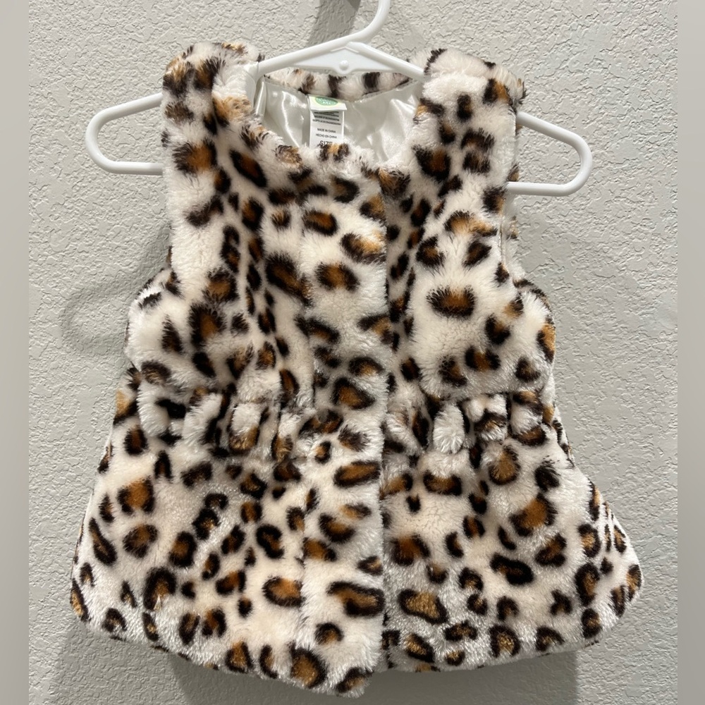 Little Me 12m Girls’ Leopard Print Faux Fur Vest
